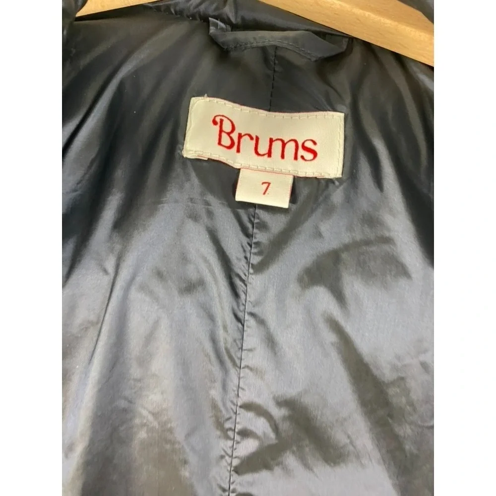 BRUMS Italy Puffer Jacket Girl Sz 7 Blue Hooded White Duck Down Waterproof
